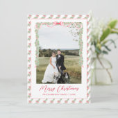 Rood Vintage Kerst Bow Foto Grandmillenial Feestdagenkaart (Staand voorkant)