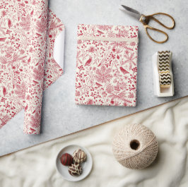 Rood Vintage Kerst Inpakpapier