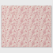 Rood Vintage Kerst Inpakpapier (Vlak)