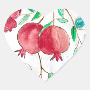 Rood Vintage van Pomegranaat Hart Sticker