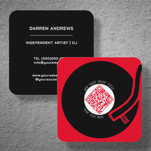 Rood vinyl LP Muziek QR Code Vierkante Visitekaartje