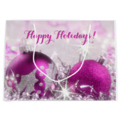 Rood-violet en zilveren kerstballen cadeautas (Voorkant)