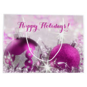 Rood-violet en zilveren kerstballen cadeautas (Achterkant)