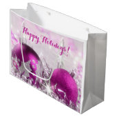 Rood-violet en zilveren kerstballen cadeautas (Voorkant Gekanteld)