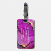 Rood-Violet & Gouden Vloeibare Inkt, Monogram & Na Bagagelabel (Achterkant verticaal)