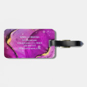 Rood-Violet & Gouden Vloeibare Inkt, Monogram & Na Bagagelabel (Achterkant horizontaal)