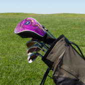 Rood-Violet & Gouden Vloeibare Inkt, Monogram & Na Golfheadcover (Insitu)