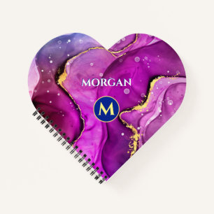 Rood-Violet & Gouden Vloeibare Inkt, Monogram & Na Notitieboek