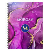 Rood-Violet & Gouden Vloeibare Inkt, Monogram & Na Notitieboek (Voorkant)