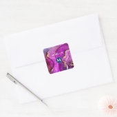 Rood-Violet & Gouden Vloeibare Inkt, Monogram & Na Vierkante Sticker (Envelop)