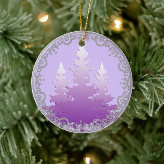 Rood-violet groenblijvende kerstboom keramisch ornament (Boom)