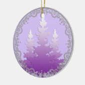 Rood-violet groenblijvende kerstboom keramisch ornament (Links)