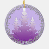 Rood-violet groenblijvende kerstboom keramisch ornament (Achterkant)