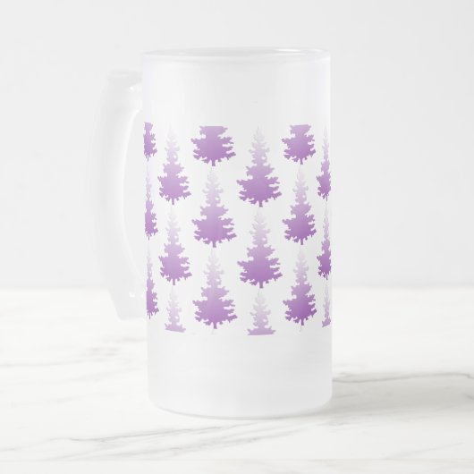 Rood-violet groenblijvende kerstboom matglas bierpul (Voorkant links)