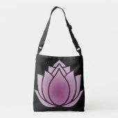 Rood-violette lotus op zwart crossbody tas (Achterkant)