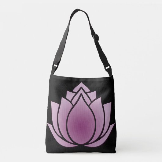 Rood-violette lotus op zwart crossbody tas (Achterkant)