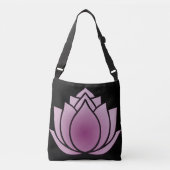 Rood-violette lotus op zwart crossbody tas (Voorkant)