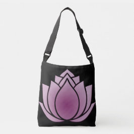 Rood-violette lotus op zwart crossbody tas