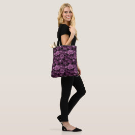 Rood-violette lotus patterned tote bag