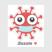 Rood virus met gezichtsmasker sticker (Vel)