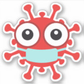 Rood virus met gezichtsmasker sticker (Voorkant)