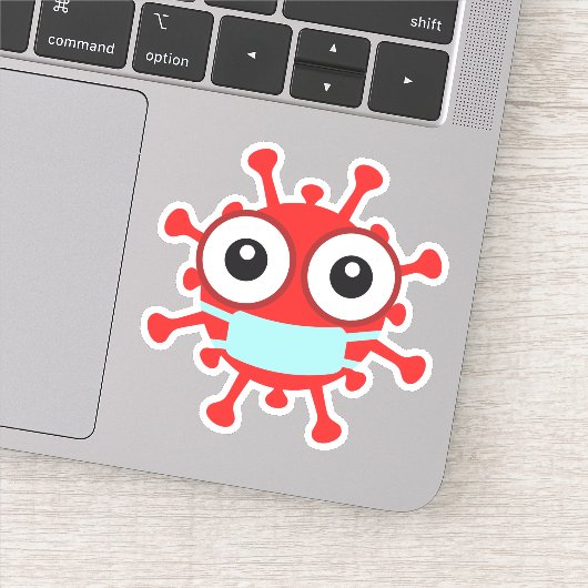 Rood virus met gezichtsmasker sticker (Detail)
