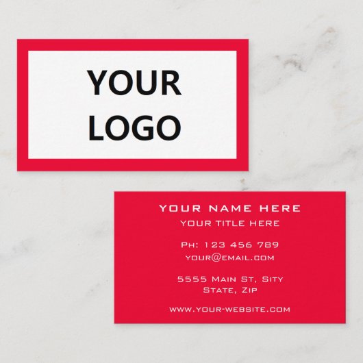 Rood Visitekaartje met uw Logo Custom Colors (Voorkant / Achterkant)