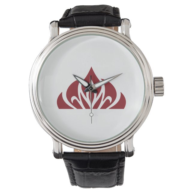 rood vlamlogo op horloge (Voorkant)