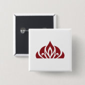 rood vlamlogo op knop vierkante button 5,1 cm (Voorkant /achterkant)