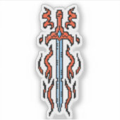 Rood Vlammend Langzwaard Fantasie Wapen Sticker (Voorkant)
