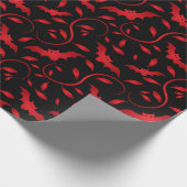 Rood vleermuispatroon cadeaupapier (Hoek)