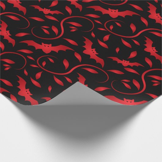 Rood vleermuispatroon cadeaupapier (Hoek)