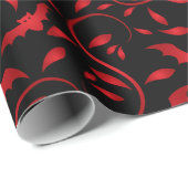 Rood vleermuispatroon cadeaupapier (Rol Hoek)