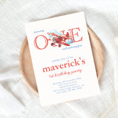  Rood Vliegtuig 1e Verjaardagsjongen Kaart