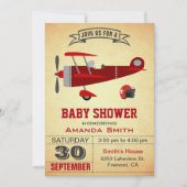 Rood Vliegtuig Baby shower Uitnodiging (Voorkant)