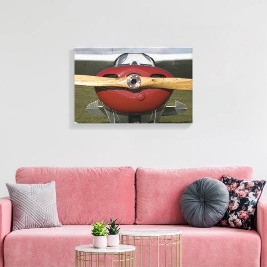 Rood vliegtuig en houten propeller canvas afdruk (Insitu (Woonkamer))