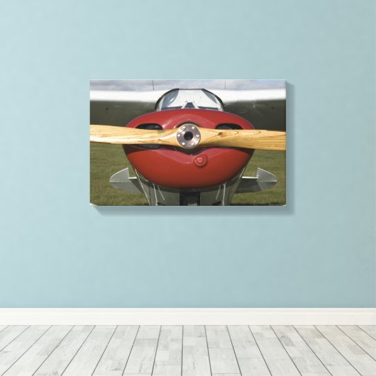 Rood vliegtuig en houten propeller canvas afdruk (Insitu (Houten vloer))