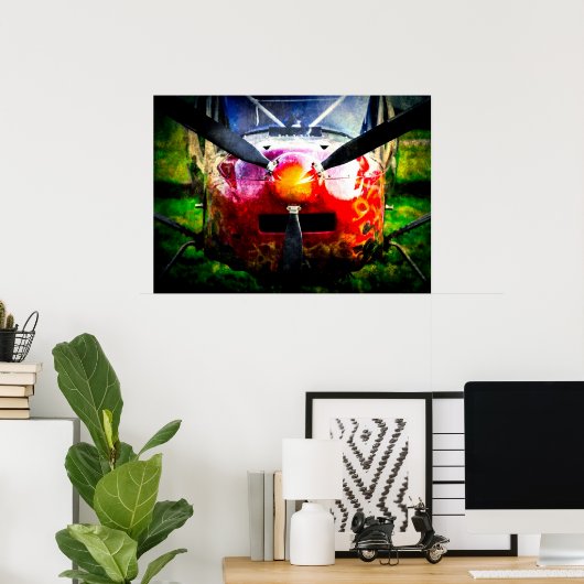 Rood Vliegtuig - klein, maar bruin Poster (Thuiskantoor)