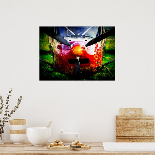 Rood Vliegtuig - klein, maar bruin Poster (Keuken)