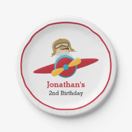 Rood vliegtuig met Borden van piloot papier Papieren Bordje