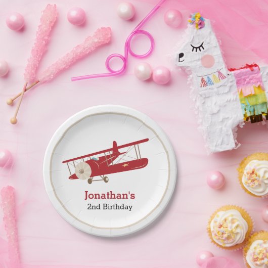  rood vliegtuigpapier Borden Papieren Bordje (Feest)