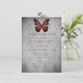 Rood  vlinder Damask repetitie diner Kaart (Staand voorkant)