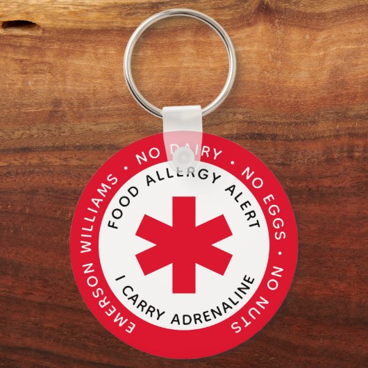 Rood voedsel Alert Sleutelhanger (Voorkant)