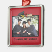 Rood Voeg je foto toe / Jaar Afstuderen Metalen Ornament (Links)