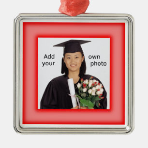 Rood Voeg je foto toe Metalen Ornament