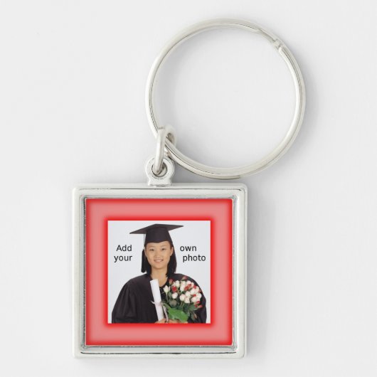 Rood Voeg je foto toe Sleutelhanger (Voorkant)
