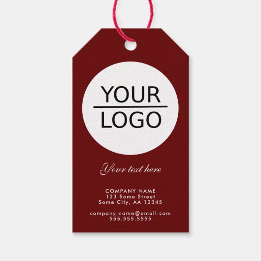 Rood Voeg je Logo toe met aangepaste tekstpromotie Cadeaulabel (Voorkant)