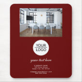 Rood Voeg uw Logo Custom Text Promotion Photo toe Muismat (Voorkant)