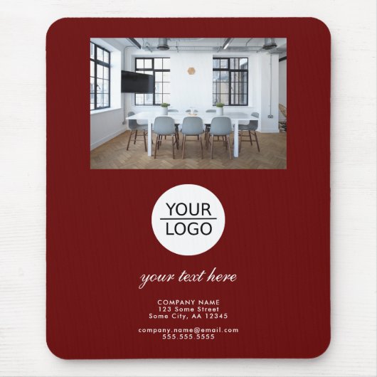 Rood Voeg uw Logo Custom Text Promotion Photo toe Muismat (Voorkant)