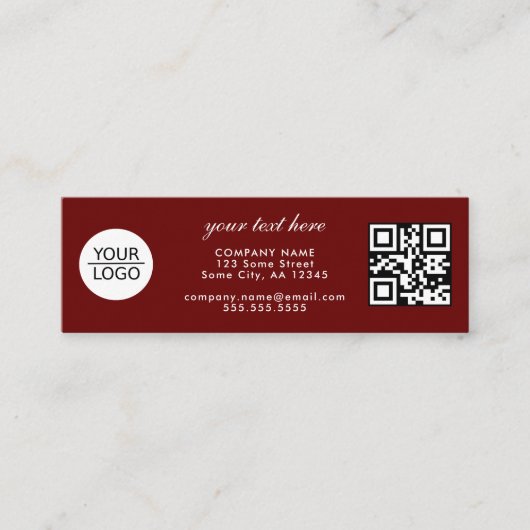 Rood Voeg uw Logo QR Code Custom Text Promotion to Mini Visitekaartje (Voorkant)